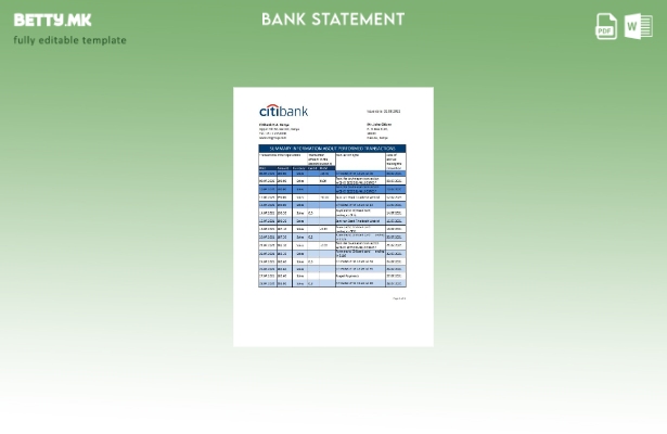 Модерен стил, шаблон ексел за извод од банка на Кенија Ситибанк